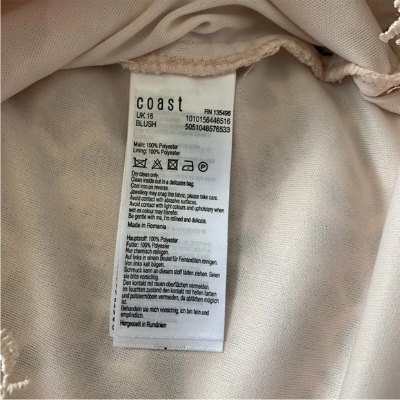 Coast Lace Shift Mini Dress Size 16 Short Sleeve Blush Pink Back Zip - Picture 12 of 12